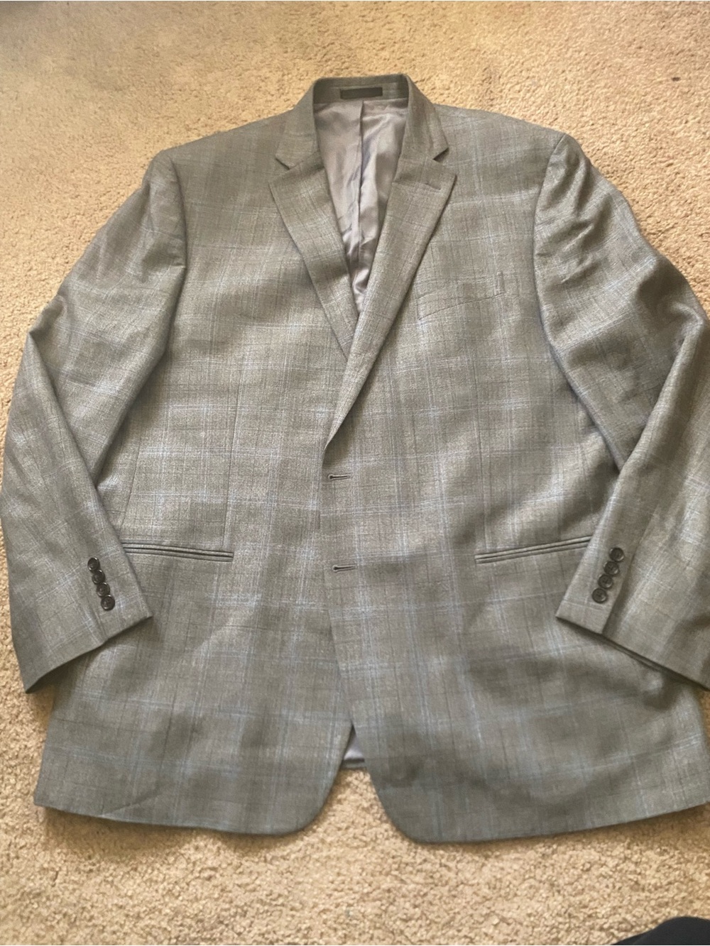Lauren Ralph Lauren Men's Silk Wool Plaid Sport Coat Blazer Gray 50L